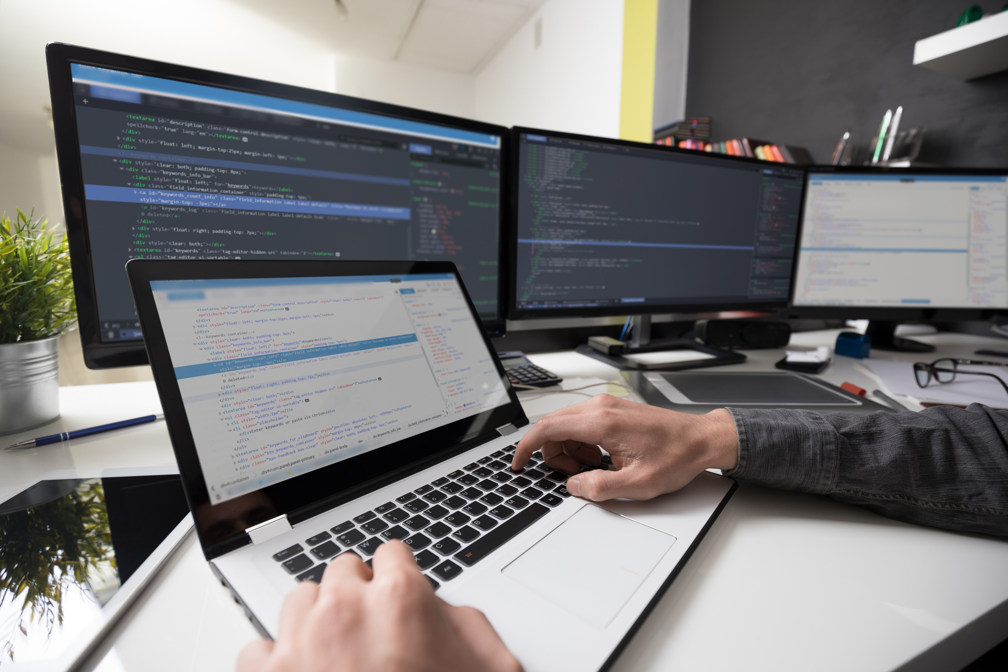 Website design. Developing programming and coding technologies.